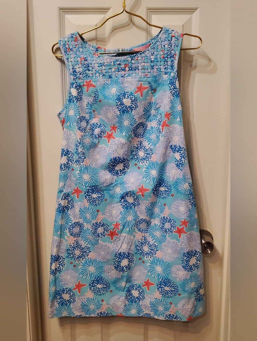 Lilly Pulitzer Sea Life Shift Dress - Light Blue with Coral Accents